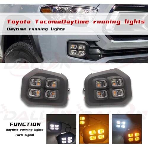 2PCS Car DRL For Toyota Tacoma 2016 2017 2018 2019 2020 LED Daytime Running Lights Daylight Turn Signal Car Styling Fog Light
