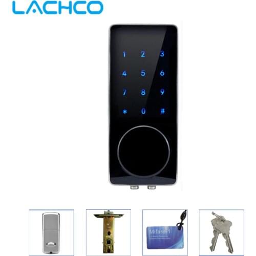 LACHCO Electronic Door Lock Password, 2 Cards, 2 Mechanical Keys Touch Screen Keypad Digital Code Lock Smart Entry L16076BS