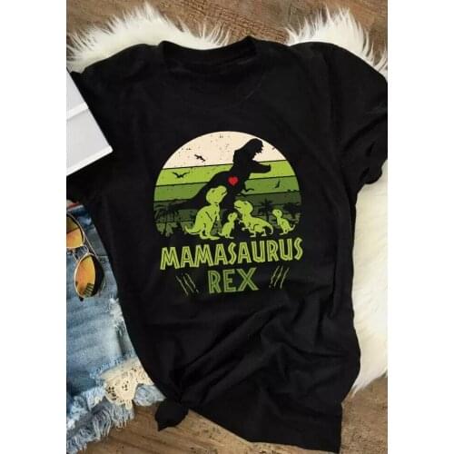 Mamasaurus Rex Love Heart O-Neck Womens T-Shirt mama gift Shirts mom life tees women casual grunge vintage goth tops-Gray tee