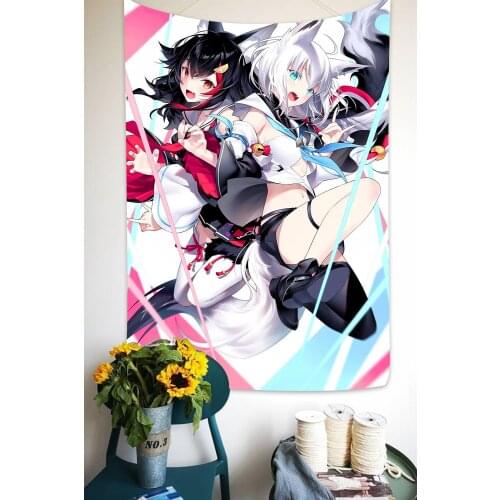 Simsant Japanese Manga Tapestry Magical Girl Game Room Mural Art Wall Hanging Tapestries for Living Room Home Decor