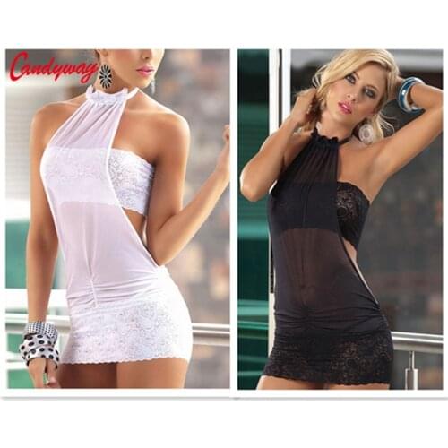 Hot Sexy Wrapped Chest lace underwear as Hollow Out Hanging Neck Collar Style perspective erotic lingerie Backless Sexy clothes