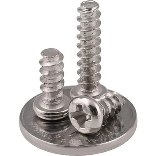 GuHua Cross Round Head Flat End Self Tapping Mini Screw PB Nickel Philips Pan Head Flat Tail Tapping Screws M1.4M2M2.3 1000PCS