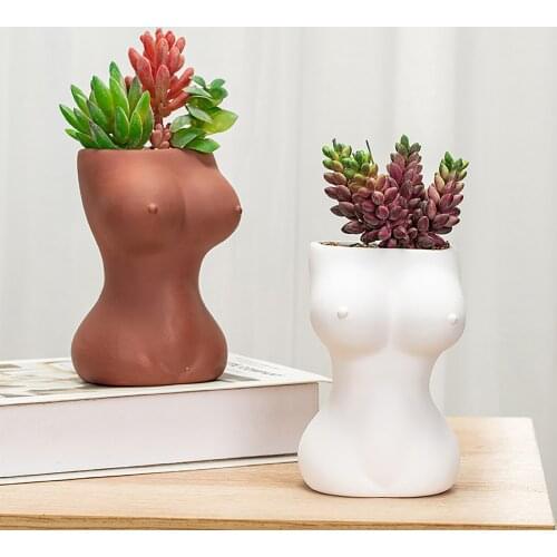 Ceramic Vases Humanoid Flowerpot Desktop Plant Container Human Body Shaped Art Creative Decorative Flower Pot Ornamental