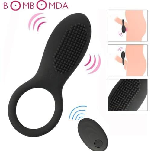 Penis Ring Vibrator Vibrating Cock Ring Remote Control Sex Toys for Adults Men Couple Clitoris Stimulator Delay Lasting Cockring