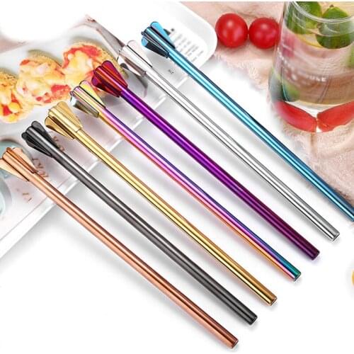 Stainless Steel Reusable Drinking Straw Multicolor Metal Straws Useful Classic Creative Milk Tea Beverage Drinking Straw Party