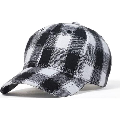 Men Cap Dad Hat Women Curved Bill Plaid Cotton Adjustable Sports Workout Outdoor Accessory
