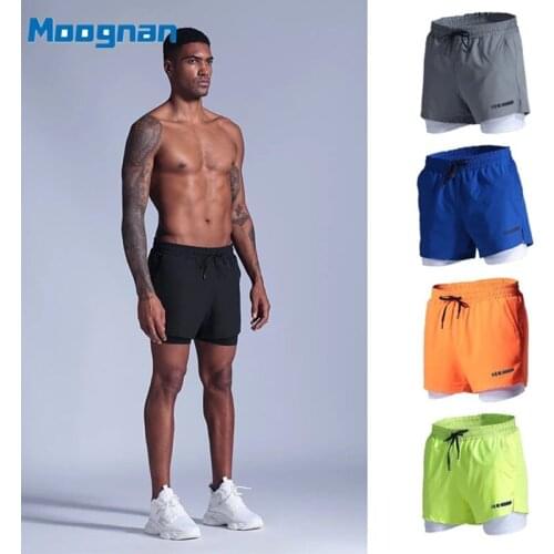 2021 Running Shorts Men 2 In 1 Double-deck Quick Dry GYM Sport Shorts Fitness Jogging Workout Shorts Men Sports Short Pants B40D