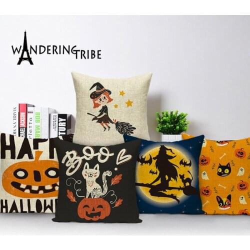 Halloween Trick or Treat Cushion Cover Horror Skull Ghost Decor Pumpkin Throw Pillow Case Decoration Kussenhoes Pillows Cases