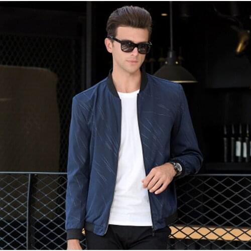 Newest Men Spring and Autumn Coat Strip Jacket Fashion Long Sleeve Solid Casual Jacket Coat With Zipper Mens Jacket