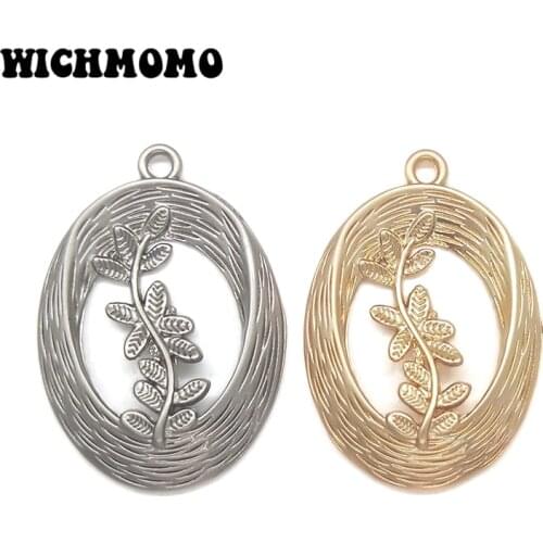 2019 New Fashion 31*22mm 4pieces/bag High Quality Zinc Alloy Oval Branch Charms Pendant for Earring Jewelry Accessories Making