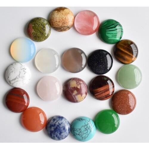 Wholesale 24pcs/lot hot selling good quality Opal Malachite Tiger Eye natural stone mixed round cabochon 20mm free shipping
