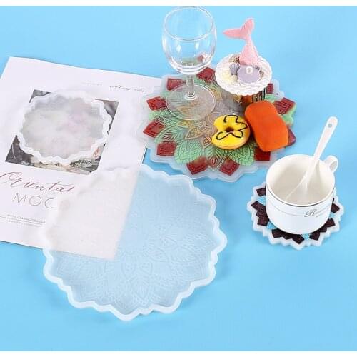 Flower Coaster Silicone Casting Epoxy Molds For DIY Resin Tray Coaster Jewelry Findings Tools Moulds Uv Epoxy Handmade Artcraft