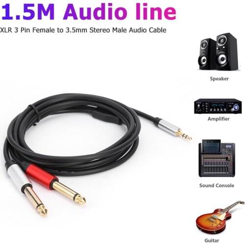 Gold Plated 1.8m 3.5mm Male to Dual 6.35mm Practical Gold-plated Plug High-quality Male Mono Audio Adapter Cable Wire