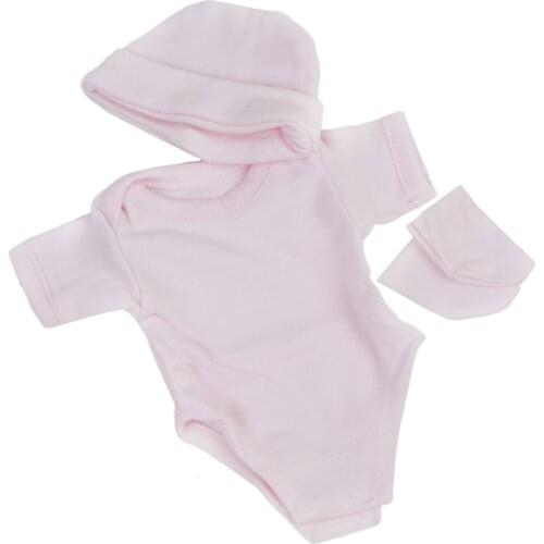 Pink Romper Socks Hat Set Outfits for 10-11inch Reborn Baby Girl Doll