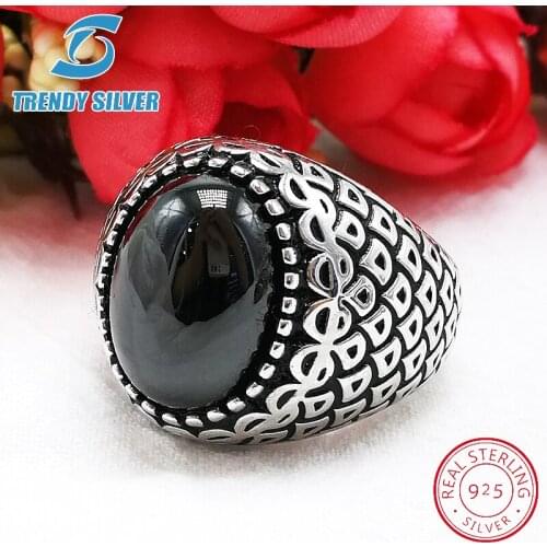 Silver 925 fine jewelry man rings men accessories turquoise gemstone natural black onyx red agate wholesale TRENDY SILVER TCR409