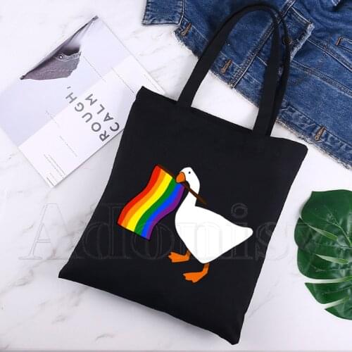 Lgbt Bag Harajuku Solid Color Canvas Womens College Ulzzang Korean Black Large Capacity White Casual Fashion Shoulder Bags