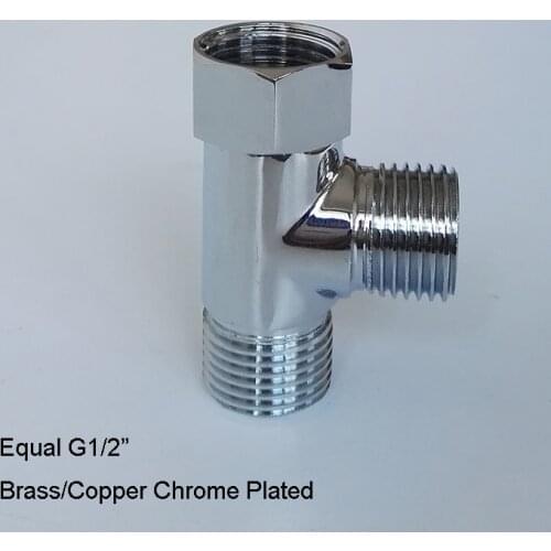 G1/2" Tee 3 Way Plumping Pipe Fittings Chrome Plated Brass T type Bathroom Accessories Bidet Water heater Parts Valve