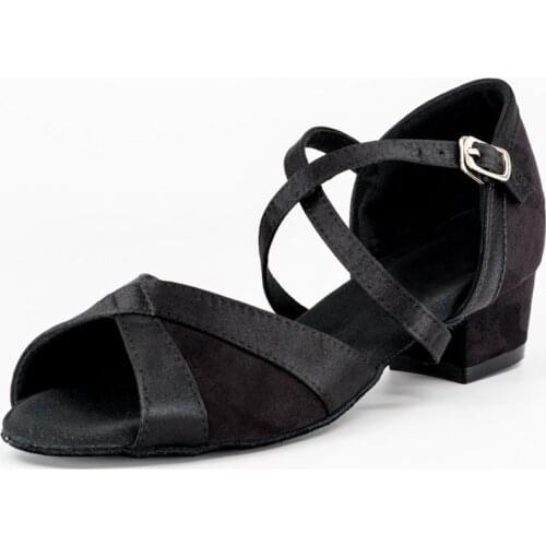 Evkoodance Professional Women Dance Shoes Latin Girls Modern Ballroom Dance Shoes Black Nubuck 3cm Heel Girls Latin Shoes