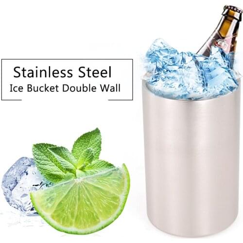 Beer Ice Bucket Cocktail Shaker Stainless Steel Wine Bucket Double Wall for Wine Bottle Parties Bar