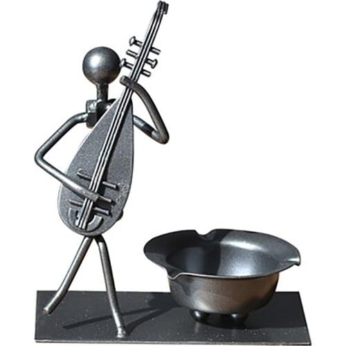 Vintage Creative Smoking Ashtray Metal Iron Nuts and Bolts Musician Band Cigarette Ashtray Player Figurine Art Desk Decoration