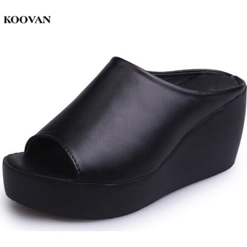 Koovan Womens Sandals Female Summer 2018 New Slope With Thick Bottom Large Size Cake Clothing Shoes Women Girls Slipper 7cm