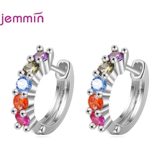 New Colorful Crystal Earrings For Women 925 Sterling Silver Colorful Statement Hoop Earrings For Girlfriend Birthday Gifts