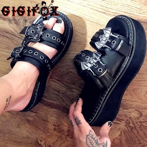 2021 Brand Black Gothic Vampire Cosplay Comfy Sole Heels Summer Fashion Platform Sandals Shoes Women Slipper Outdoor