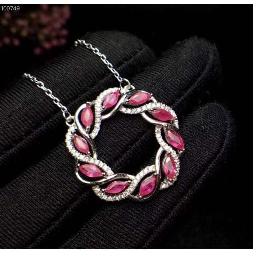100% Natural Real Ruby Pendant Natural Ruby necklace For Women S925 sterling silver Pendant
