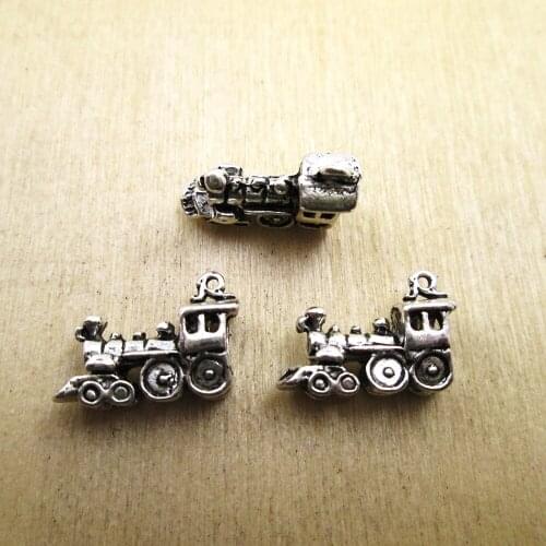 15pcs-- 11x17mmTrain Charms Small Locomotive Charms pendant DIY necklace/ bracelets charms antique silver tone