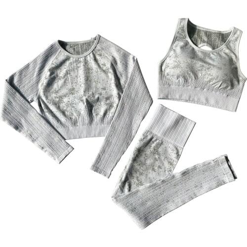 2/3pcs Seamless Womens Sportswear Gym Yoga Set High Waist Workout Leggings Stretch Crop Top Tracksuit Fitness Clothing Set