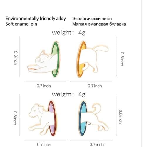 20/Lot Animal Juggling Dog Jumps Iin A Big Circle Brooch Badge Pin For Lapel Figure Toys