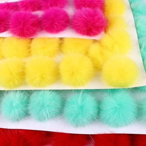 4cm 5/10pcs Mink Fur Ball Hair Accessories Ear Hook Brooch Fluffy Keychain Plush Ball Handmade Goods DIY Material Accessories