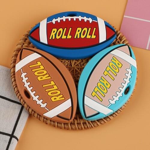 Kovict 5/10pcs Rugby Boy Baby Silicone Teethers Food Grade Silicone For DIY Pacifier Chain Accessories Chewable Nursing Toys