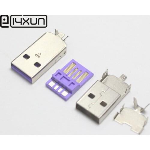 5sets USB 2.0 5A Welding Type Male Plug Nickel Plated Connectors usb Tail Socket 3 in 1 DIY Adapter
