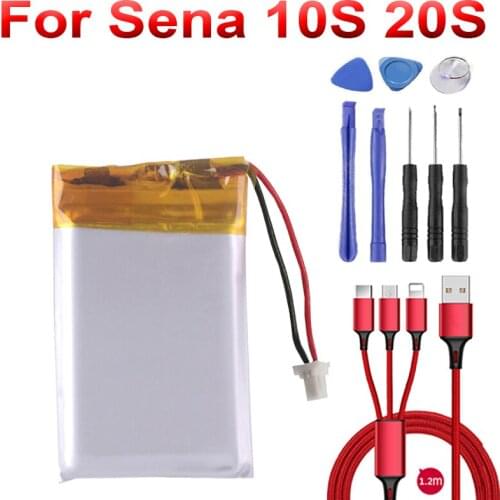 For Sena 10S 20S 650mAh Battery for Sena 10S, 20S headset Batteries Free Tools Stand Holder Stickers