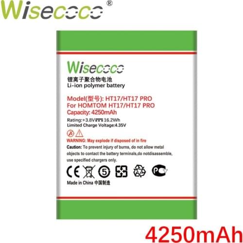 Wisecoco 4250mAh Battery For Homtom HT17 HT 17 Pro Phone Replacement+Tracking Number