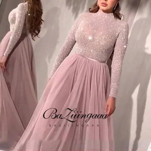 BAZIIINGAAA Luxury Ball Gown Long Woman Gown 2021 Sequins Evening Dresses Parties Robe de bal Plus Size Prom Party Gowns