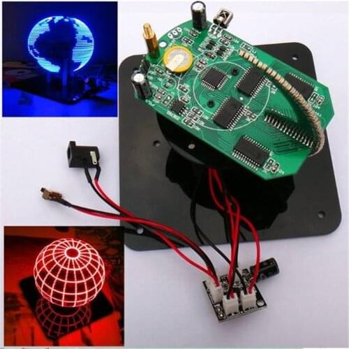 Free Shipping Factory Price DIY Spherical Rotating LED Kit POV Soldering Training Kit blue and red colors for choosing
