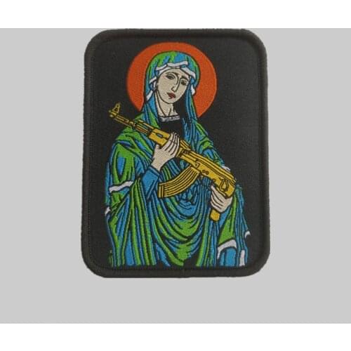 Blessed Virgin Mary Tactical Embroidered Patch Military Velcro Holy Mother Applique Fabric Apparel Accessories For Clothes Bag