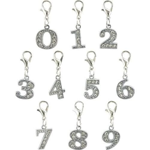 JINGLANG Digital 0-9 Charms Pendants Mixed DIY Handmade Making Findings for Necklace Bracelet Jewelry For Women Gift