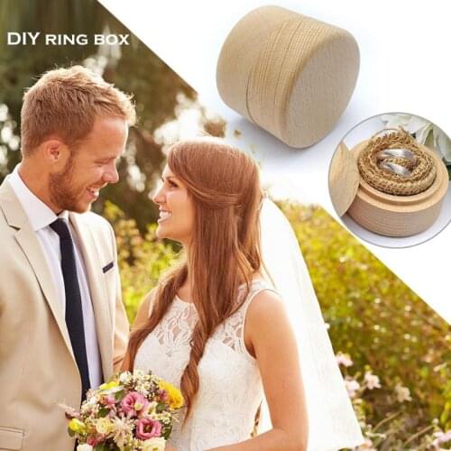 Wood Ring Box Rustic Wedding Engagement Ring Bearer Box Customized Case Holder OPP Bag Packaging Product Size 52*52*42mm