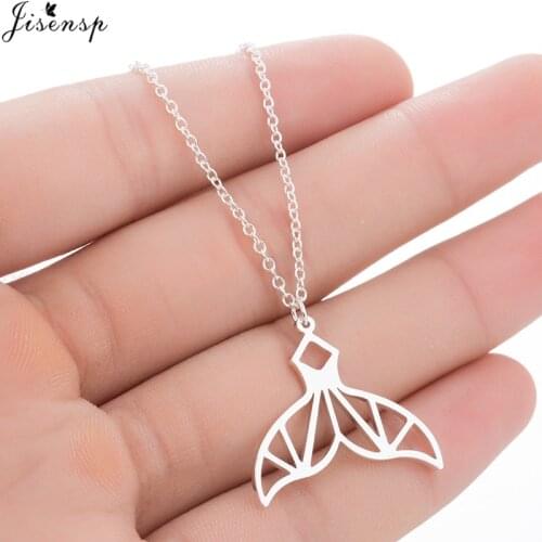 Jisensp New Design Animal Fashion Women Necklace Whale Tail Fish Nautical Charm Origami Mermaid Tails Necklaces Pendants Jewelry