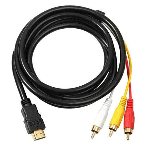 Pripaso 1.5m HDMI Male to 3 RCA Audio Video AV Cable 1080p HDMI Male S-video to 3 RCA AV Audio Cable Cord Adapter for HDTV DVD