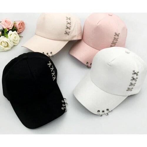 1pc korean-style Hip-Hop Hat baseball cap Piercing Ring Adjustable Cap Snapback Cap Fashion Ladies Accessories casual hat