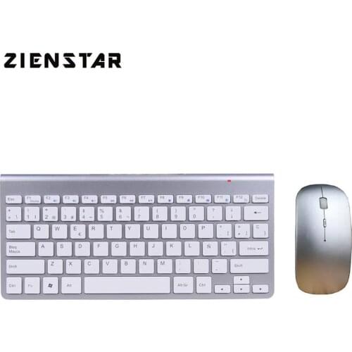 Zienstar Spanish 2.4G Wireless Keyboard Mouse Combo with USB Receiver for Macbook Computer PC Laptop TV BOX and Smart TV