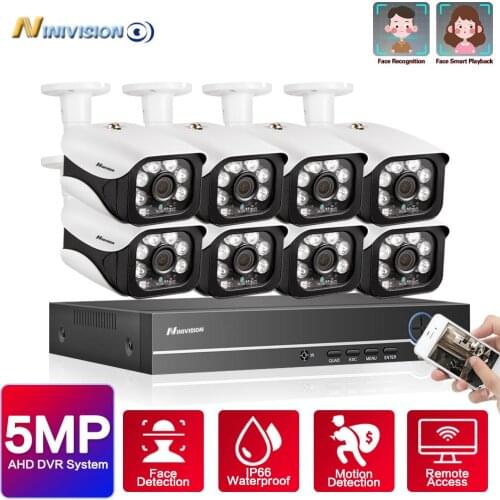 5MP H.265+ 4/8CH AHD DVR Kit CCTV Security Camera System 8Pcs 5MP Face Record AHD Camera Alarm Remote Video Surveillance DVR Set