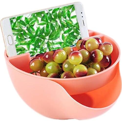 Creative Durable Double Layers Snacks Fruit Plate Bowl Dish Phone Holder for TV Lazy Candy Box Fruit Basket