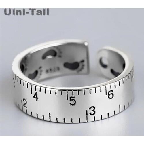 Uini-Tail hot new 925 sterling silver personality design digital ruler open ring creative fashion trend high quality jewelry