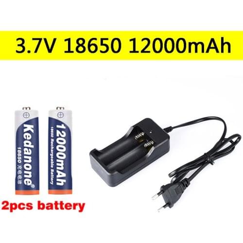 18650 Battery Rechargeable Battery 3.7V 18650 12000mAh Capacity Li-ion Rechargeable Battery For Flashlight Torch Battery+Charger