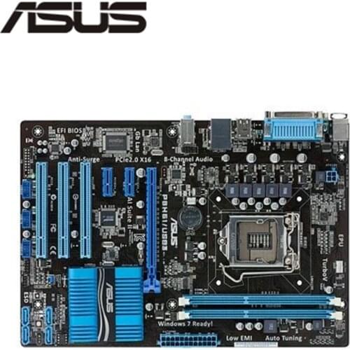 For ASUS P8H61/USB3 Computer Motherboard LGA 1155 DDR3 For Intel H61 P8H61 Desktop Mainboard SATA II PCI-E X16 Used